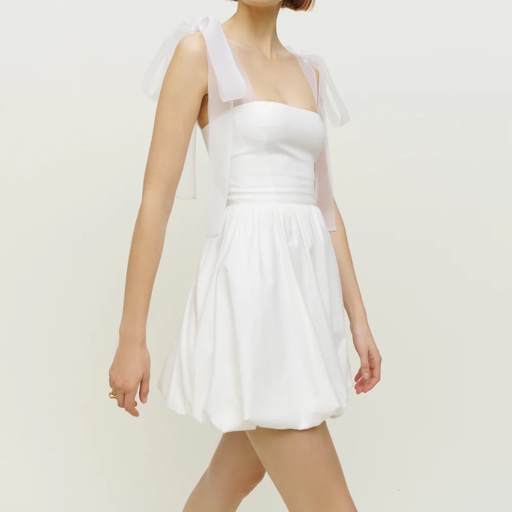 Reformation Enza White Tie-Shoulder Mini Dress - Picture 3 of 6
